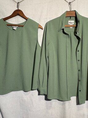 Vintage TOG Shop Green Quilted Jacket & Vest Set Size 0X (Fits L/XL)